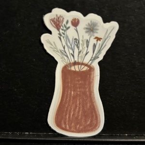 FLOWERS IN A WOOD VASE STICKER